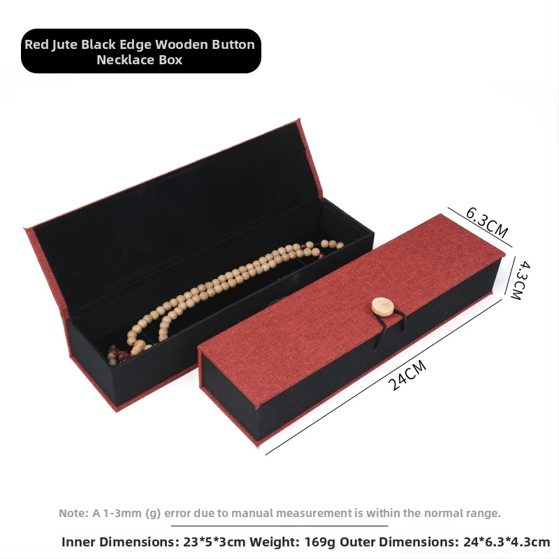 Ξύλινο κουτί αποθήκευσης κοσμημάτων από λινό ύφασμα με αγκράφα, για βραχιόλια, κολιέ και μενταγιόν