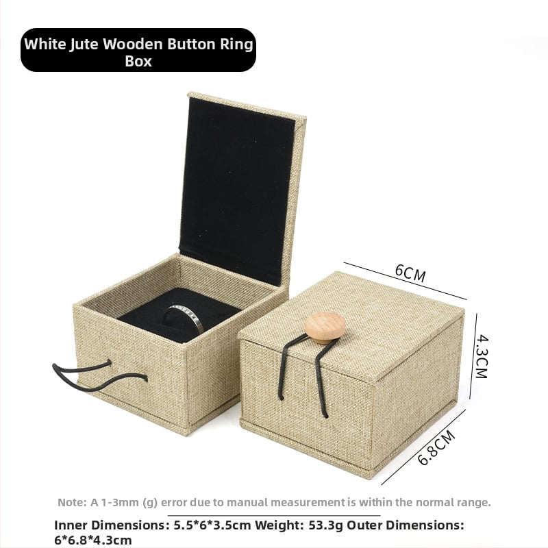 Ξύλινο κουτί αποθήκευσης κοσμημάτων από λινό ύφασμα με αγκράφα, για βραχιόλια, κολιέ και μενταγιόν
