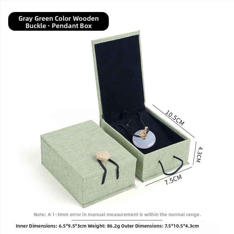 Ξύλινο κουτί αποθήκευσης κοσμημάτων από λινό ύφασμα με αγκράφα, για βραχιόλια, κολιέ και μενταγιόν