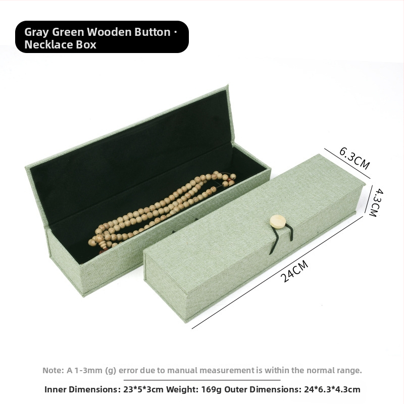 Ξύλινο κουτί αποθήκευσης κοσμημάτων από λινό ύφασμα με αγκράφα, για βραχιόλια, κολιέ και μενταγιόν