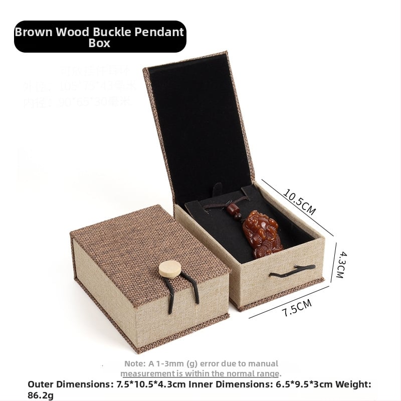 Ξύλινο κουτί αποθήκευσης κοσμημάτων από λινό ύφασμα με αγκράφα, για βραχιόλια, κολιέ και μενταγιόν