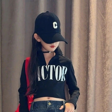 Két darabos Corduroy szett lányoknak, hosszú ujjú, betűs mintázat, koreai változat, 2025 tavasz