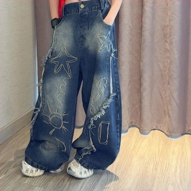 Két darabos Corduroy szett lányoknak, hosszú ujjú, betűs mintázat, koreai változat, 2025 tavasz