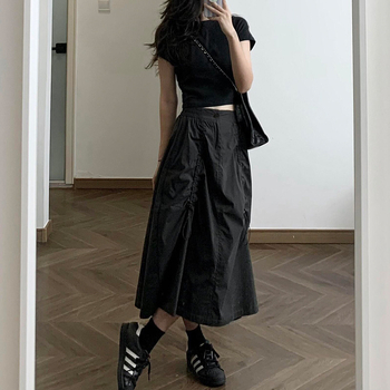 A-linijska suknja, s vezicom, srednja duljina, 30–50% spandex, mikroelastična