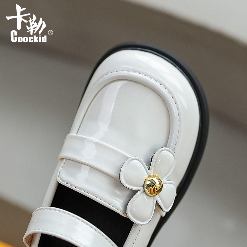 Pantofi de prințesă pentru fete, stil coreean, închidere Velcro, PU partea superioară, talpă din cauciuc, model floral