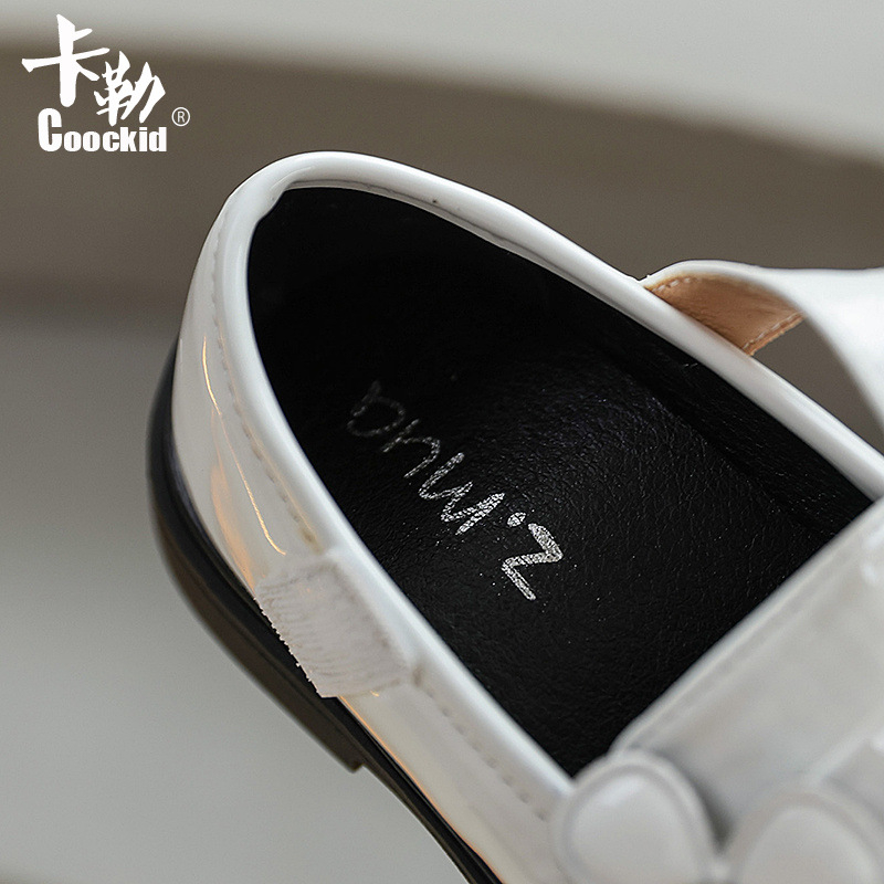 Pantofi de prințesă pentru fete, stil coreean, închidere Velcro, PU partea superioară, talpă din cauciuc, model floral