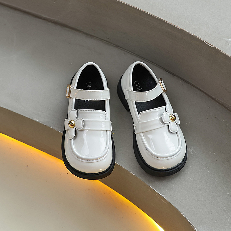 Pantofi de prințesă pentru fete, stil coreean, închidere Velcro, PU partea superioară, talpă din cauciuc, model floral