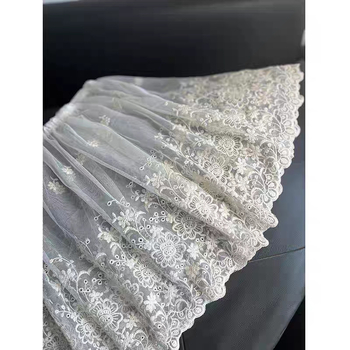 Îmbrăcăminte internă stratificată anti-transparentă cu fustă din plasă pe jumătate și bază de pantaloni, fustă scurtă de tip A-line, dantelă, poliester, iarna 2025