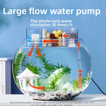 Okrúhly akvarijný filter s integrovaným generovaním kyslíka, nástenný vodopád, filtrácia tri v jednom • Plastový • Hmotnosť: 480 g • Značka: yee