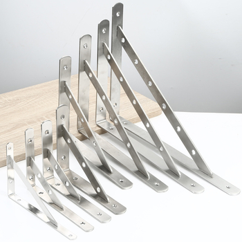 Rozsdamentes acél háromszög tartó falra szerelhető tárolópolcra, csiszolt felülettel, modern letisztult stílusban