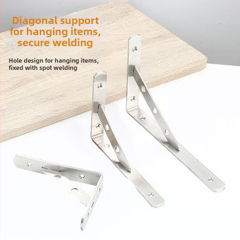 Nerezový trojuholníkový držiak na stenu, skladovacia polica, brúsený povrch, moderný štýl