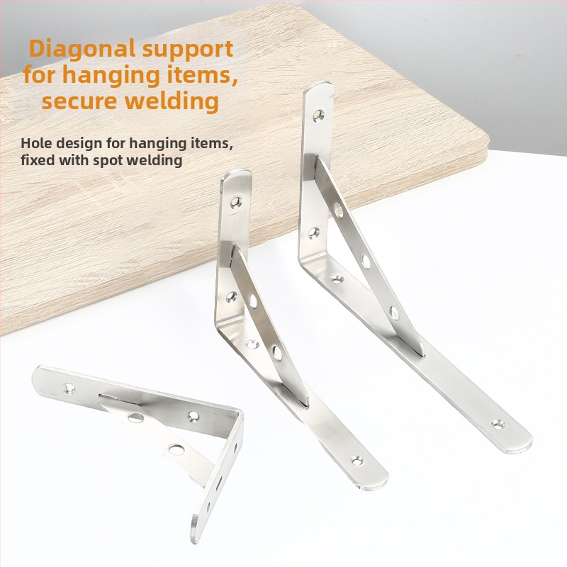 Nerezový trojuholníkový držiak na stenu, skladovacia polica, brúsený povrch, moderný štýl