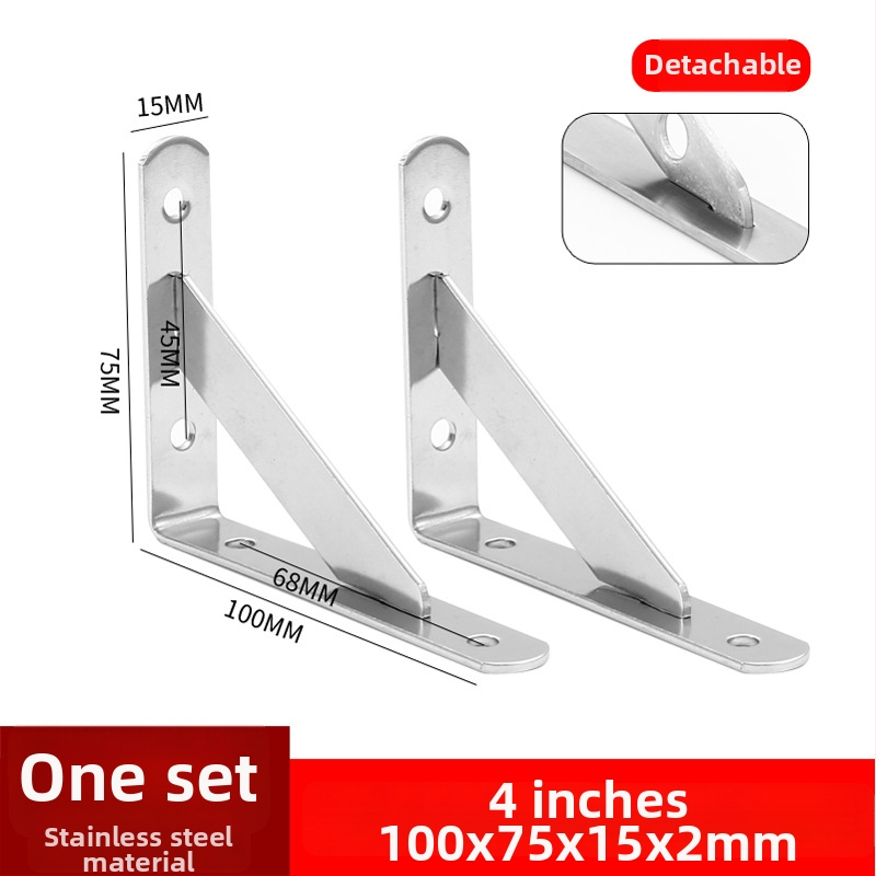 Nerezový trojuholníkový držiak na stenu, skladovacia polica, brúsený povrch, moderný štýl