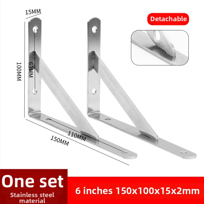 Nerezový trojuholníkový držiak na stenu, skladovacia polica, brúsený povrch, moderný štýl