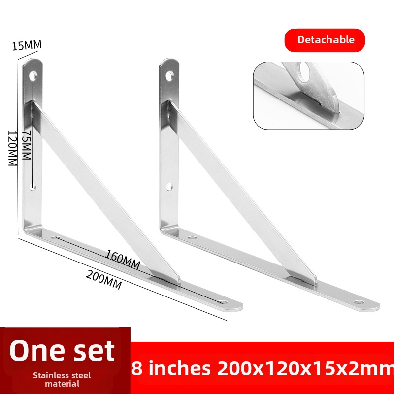 Nerezový trojuholníkový držiak na stenu, skladovacia polica, brúsený povrch, moderný štýl