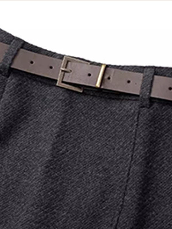 Fustă A-line, lungime midi, țesătură din poliester, principală din bumbac, stil literar-retro