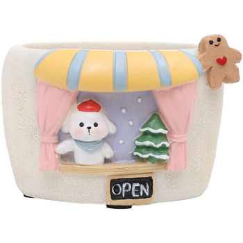 Ghiveci din rășină pentru suculente cu peisaj urban miniatural — Roogo/If, cod R7C3W0, Categorie: meșteșuguri din rășină, Ambalare: cutie de carton