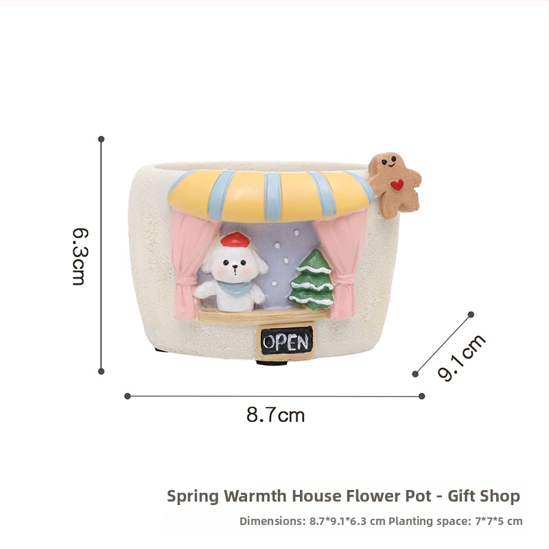 Ghiveci din rășină pentru suculente cu peisaj urban miniatural — Roogo/If, cod R7C3W0, Categorie: meșteșuguri din rășină, Ambalare: cutie de carton