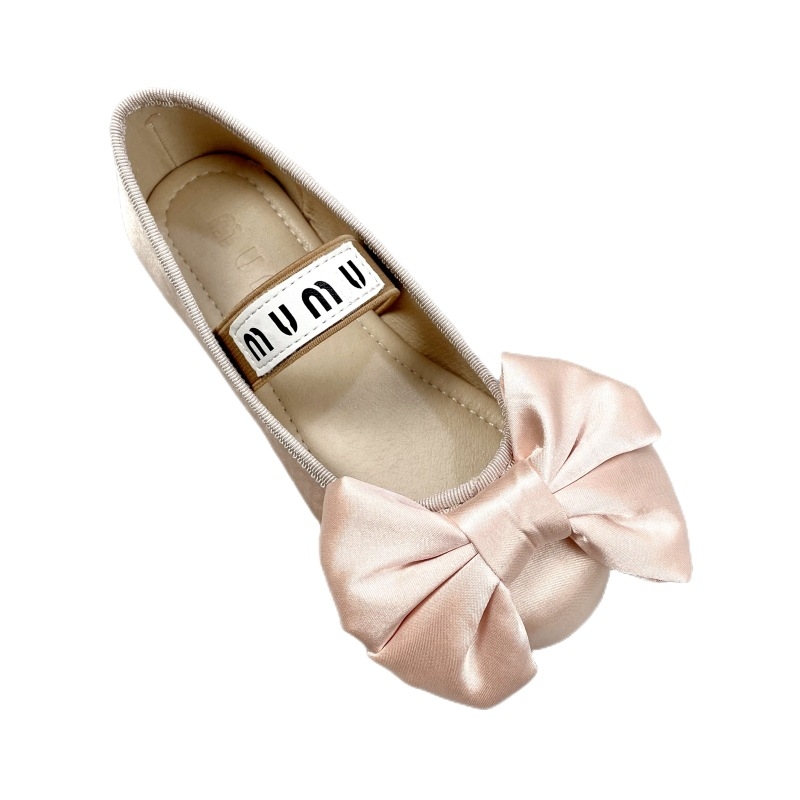 Pantofi pentru fete - stil Prințesă, partea superioară din mătase, închidere cu bandă elastică, branț PU, talpă din tendon de vită