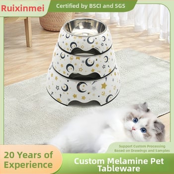 Ruixinmei μπολ γάτας από μελαμίνη, εκτύπωση διατροφικής ποιότητας για κατοικίδια