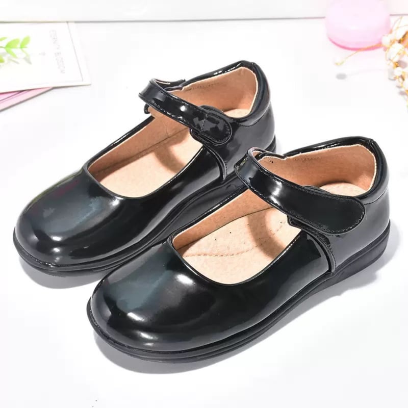 Pantofi de școală pentru fete, din piele artificială, cu Velcro, înălțime medie, talpă din cauciuc, anti-alunecare, durabili