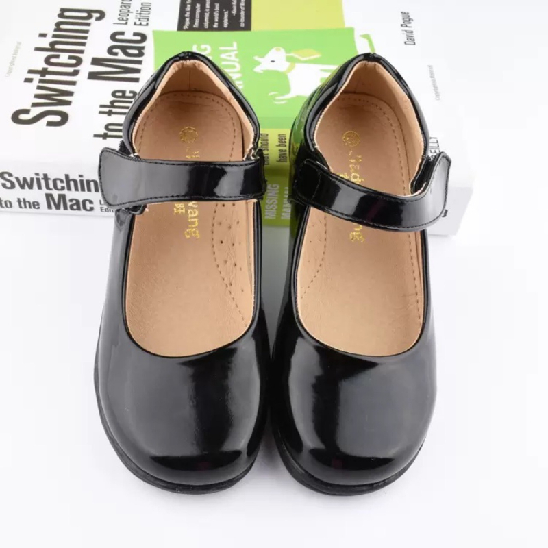 Pantofi de școală pentru fete, din piele artificială, cu Velcro, înălțime medie, talpă din cauciuc, anti-alunecare, durabili