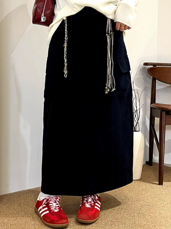 Naili dlhá rovná sukňa, jednofarebná, bavlnená látka bez elastánu, 95% bavlna, mikroelastickosť, svieži a sladký štýl