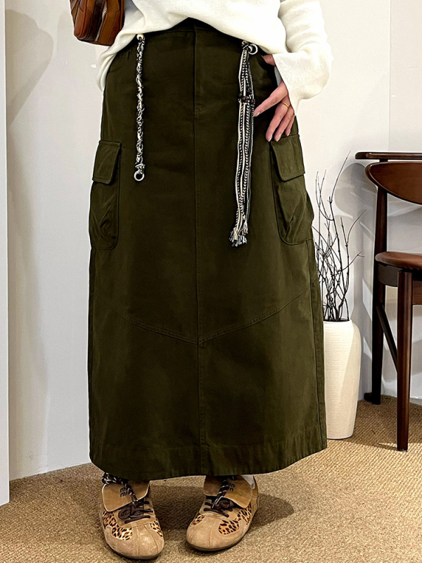 Naili dlhá rovná sukňa, jednofarebná, bavlnená látka bez elastánu, 95% bavlna, mikroelastickosť, svieži a sladký štýl