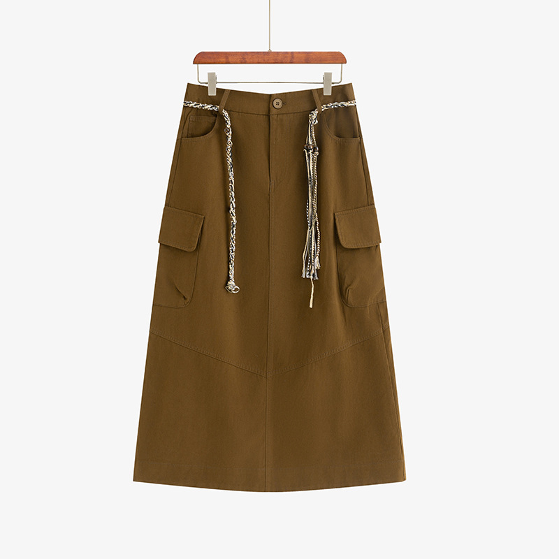 Naili dlhá rovná sukňa, jednofarebná, bavlnená látka bez elastánu, 95% bavlna, mikroelastickosť, svieži a sladký štýl