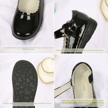 Pantofi pentru fete, stil prințesă, partea superioară din piele Ultrafilm, închidere cu Velcro, căptușeală din piele de porc