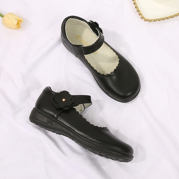 Pantofi pentru fete, stil prințesă, partea superioară din piele Ultrafilm, închidere cu Velcro, căptușeală din piele de porc