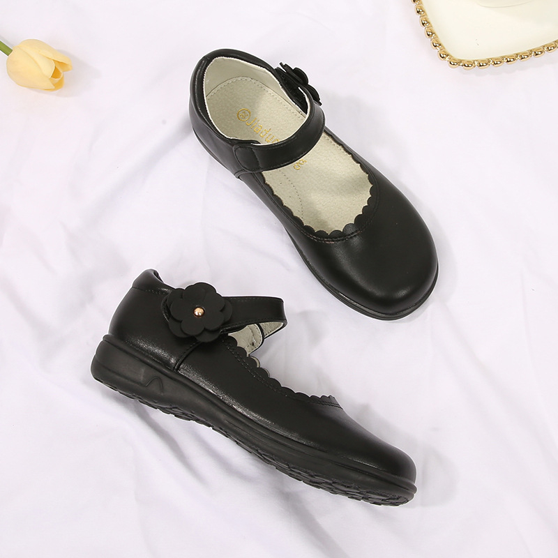 Pantofi pentru fete, stil prințesă, partea superioară din piele Ultrafilm, închidere cu Velcro, căptușeală din piele de porc