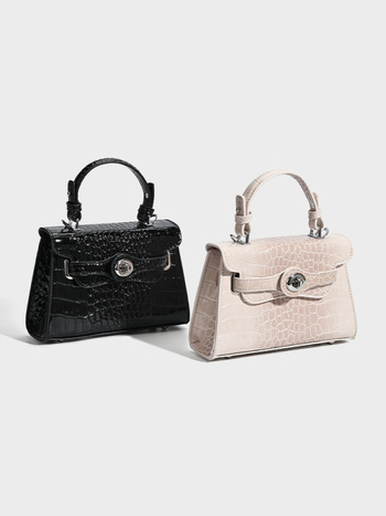 PU crossbody torba s uzorkom krokodila, vodoravnog kvadratnog oblika, zatvaranje preklopom