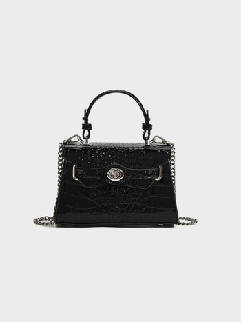 PU crossbody torba s uzorkom krokodila, vodoravnog kvadratnog oblika, zatvaranje preklopom