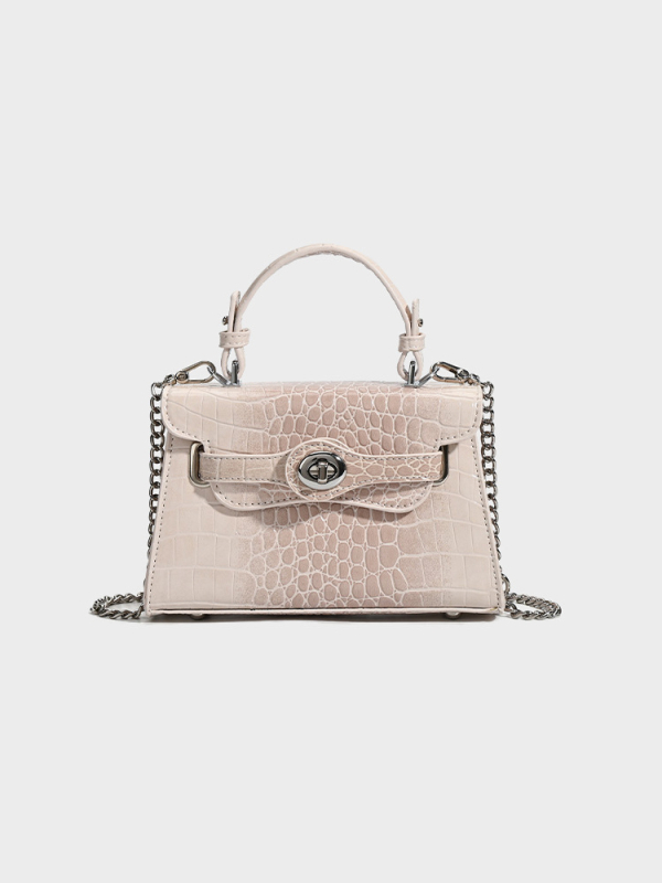 PU crossbody torba s uzorkom krokodila, vodoravnog kvadratnog oblika, zatvaranje preklopom