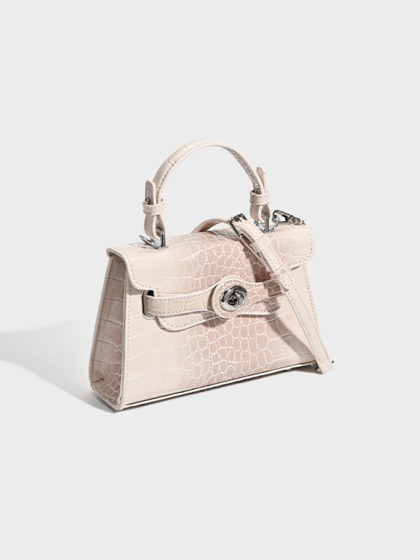 PU crossbody torba s uzorkom krokodila, vodoravnog kvadratnog oblika, zatvaranje preklopom