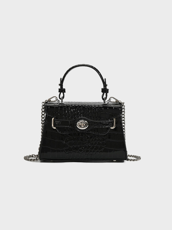 PU crossbody torba s uzorkom krokodila, vodoravnog kvadratnog oblika, zatvaranje preklopom