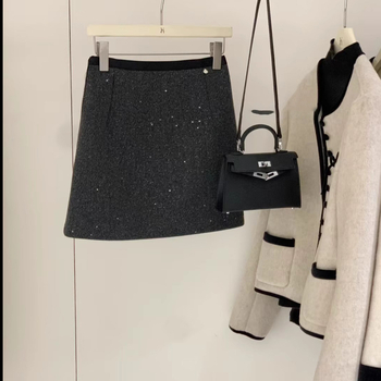 Sukňa A-line v kórejskom štýle zo spandexu s mikroelastičnosťou, krátka dĺžka, pre dospelé ženy, leto 2024