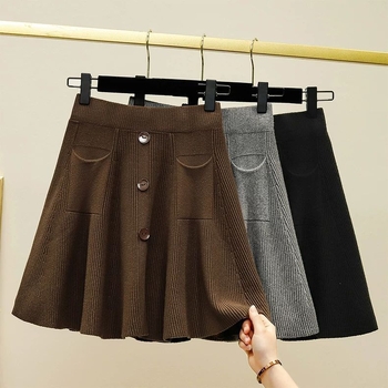 Chenille úpletová mini sukňa s Fish Tail strihom, pletená, Spandex zmes, ležérny štýl