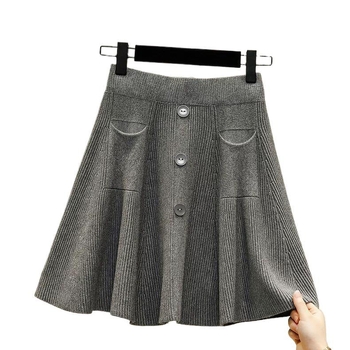 Chenille úpletová mini sukňa s Fish Tail strihom, pletená, Spandex zmes, ležérny štýl