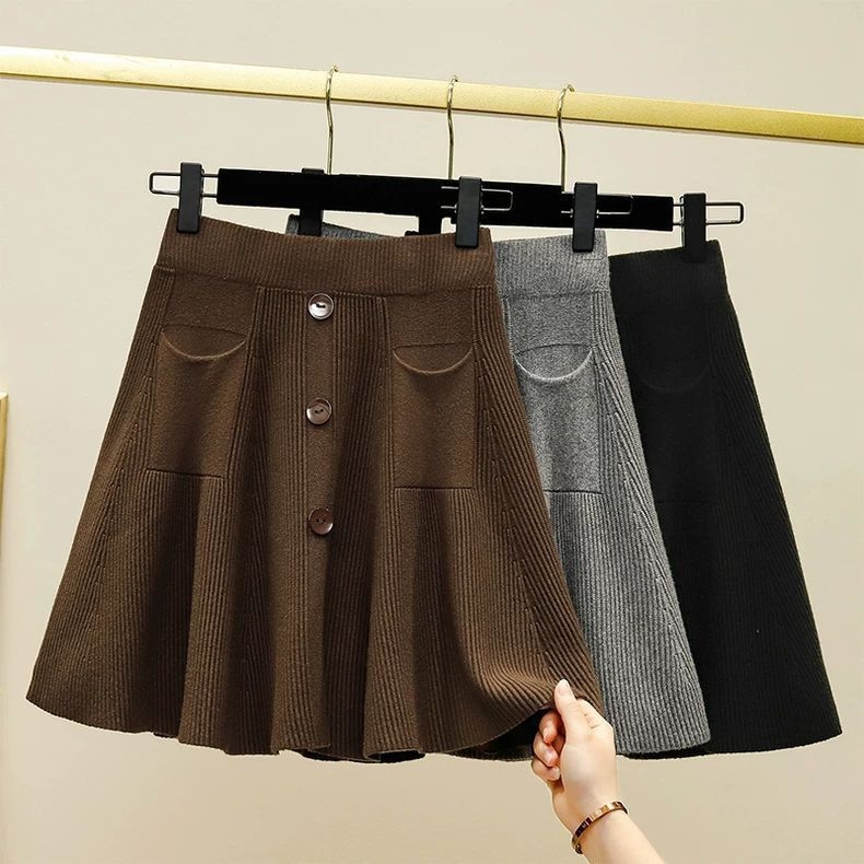 Chenille úpletová mini sukňa s Fish Tail strihom, pletená, Spandex zmes, ležérny štýl