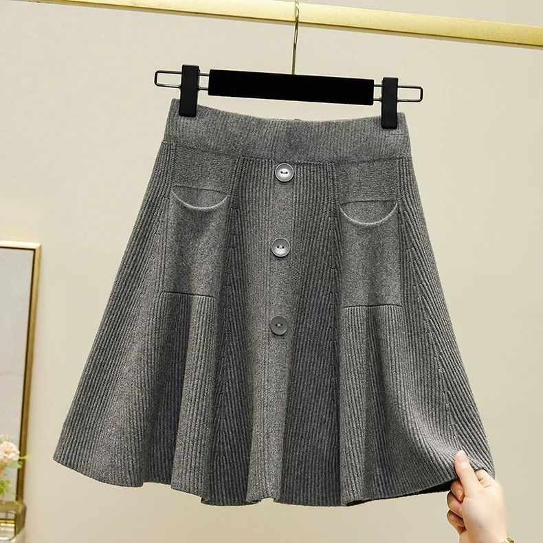 Chenille úpletová mini sukňa s Fish Tail strihom, pletená, Spandex zmes, ležérny štýl