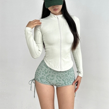 Gyorsan száradó edzés- és jóga kabát, hosszú ujjú, álló gallér, pamut-nylon keverék, 80% nylon, őszi viselet