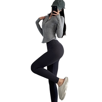 Gyorsan száradó edzés- és jóga kabát, hosszú ujjú, álló gallér, pamut-nylon keverék, 80% nylon, őszi viselet