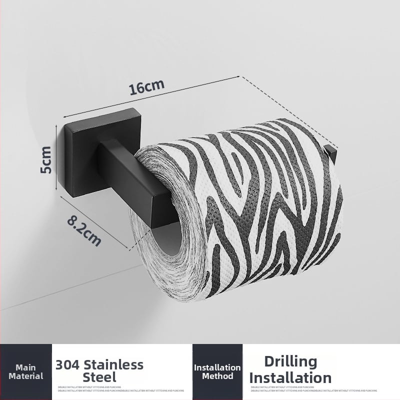 Σετ αξεσουάρ μπάνιου για πετσέτες με τετράγωνη σωλήνα, περιλαμβάνει μπάρα πετσέτας, δαχτυλίδι πετσέτας, θήκη ρολού χαρτιού και κρεμάστρα ρούχων· ανοξείδωτο ατσάλι, μάρκα Hualai anthraquinone