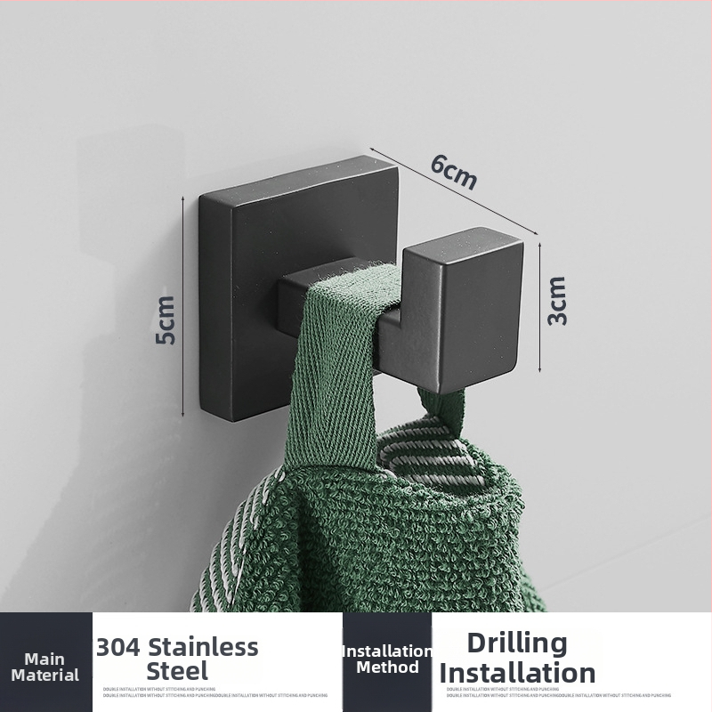 Σετ αξεσουάρ μπάνιου για πετσέτες με τετράγωνη σωλήνα, περιλαμβάνει μπάρα πετσέτας, δαχτυλίδι πετσέτας, θήκη ρολού χαρτιού και κρεμάστρα ρούχων· ανοξείδωτο ατσάλι, μάρκα Hualai anthraquinone