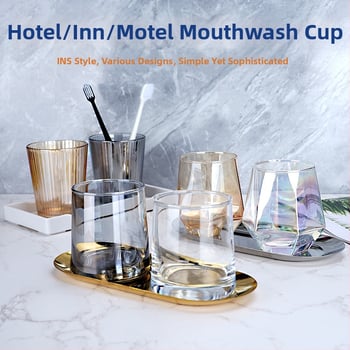 Hongjia Set din sticlă pentru apă, apă de gură și periuțe de dinți – formă neregulată, ecologic, structură dintr-un singur strat