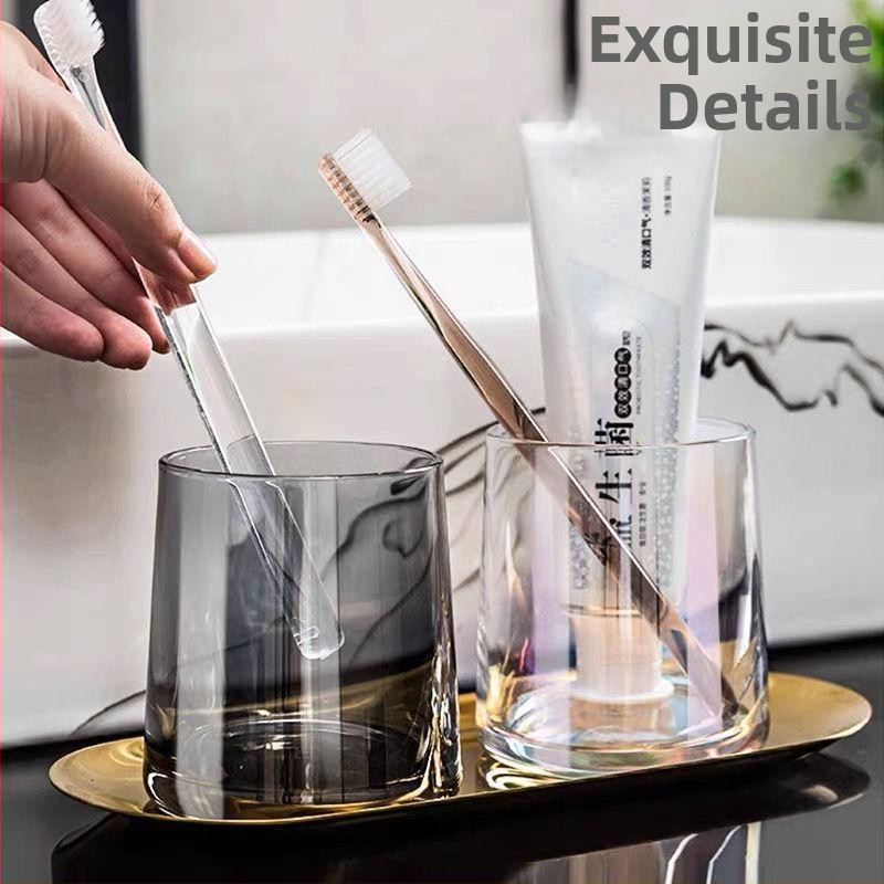 Hongjia Set din sticlă pentru apă, apă de gură și periuțe de dinți – formă neregulată, ecologic, structură dintr-un singur strat