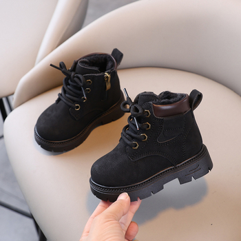 Cizme de iarnă pentru copii Martin, cu izolație groasă, partea superioară din piele sintetică moale, talpă cu bule, fermoar lateral, unisex