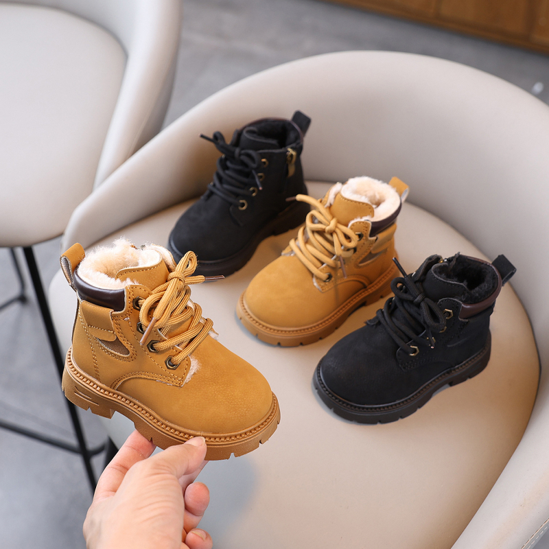 Cizme de iarnă pentru copii Martin, cu izolație groasă, partea superioară din piele sintetică moale, talpă cu bule, fermoar lateral, unisex